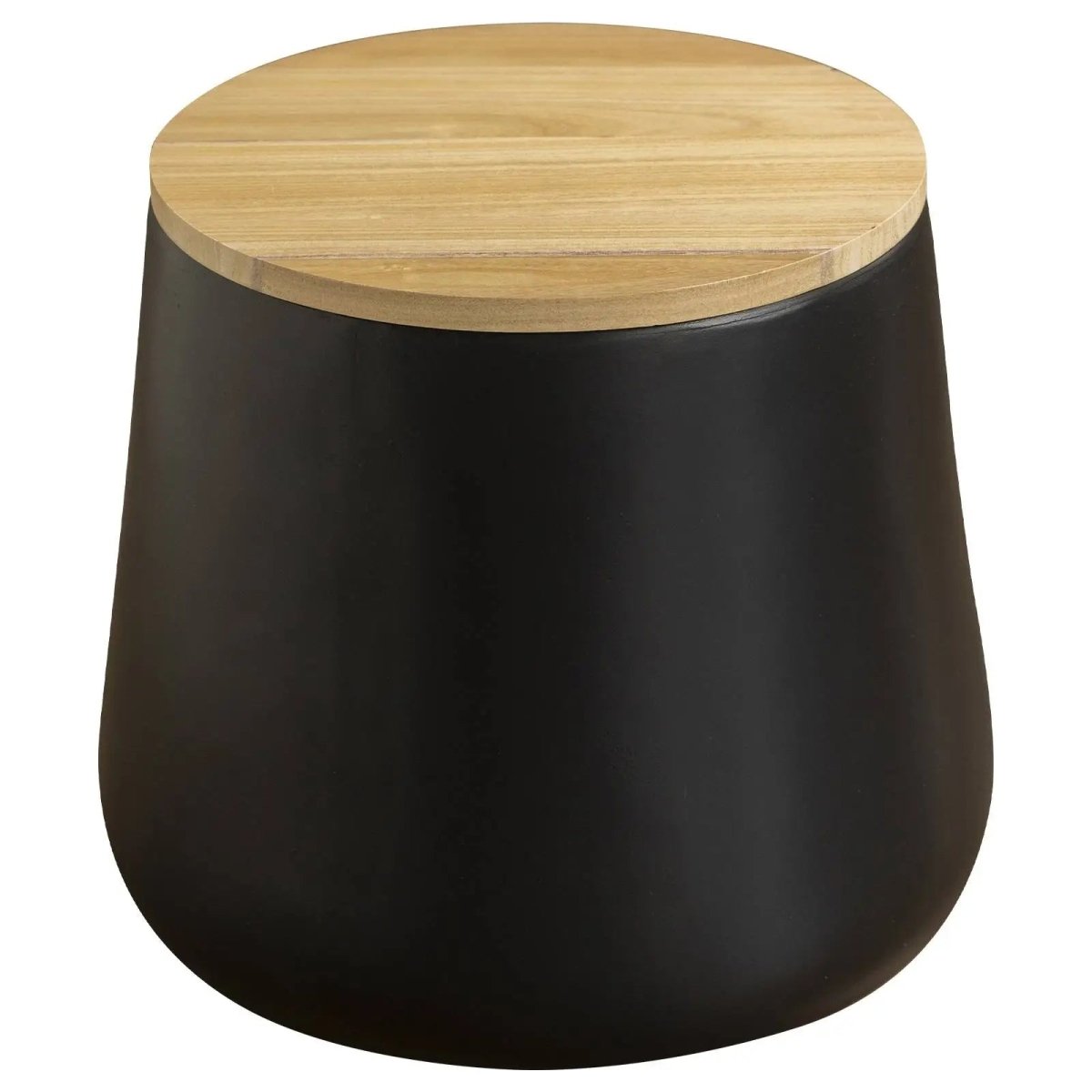 Orunel Modern Round Fiberstone Side Table with Hidden Storage – Indoor Outdoor Accent Table