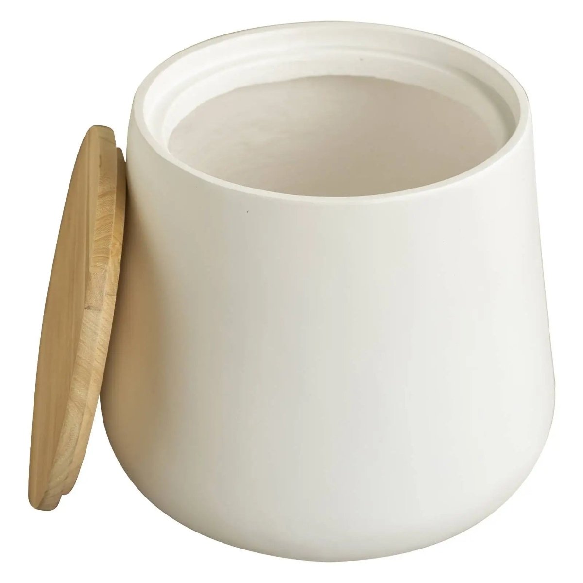 Orunel Modern Round Fiberstone Side Table with Hidden Storage – Indoor Outdoor Accent Table