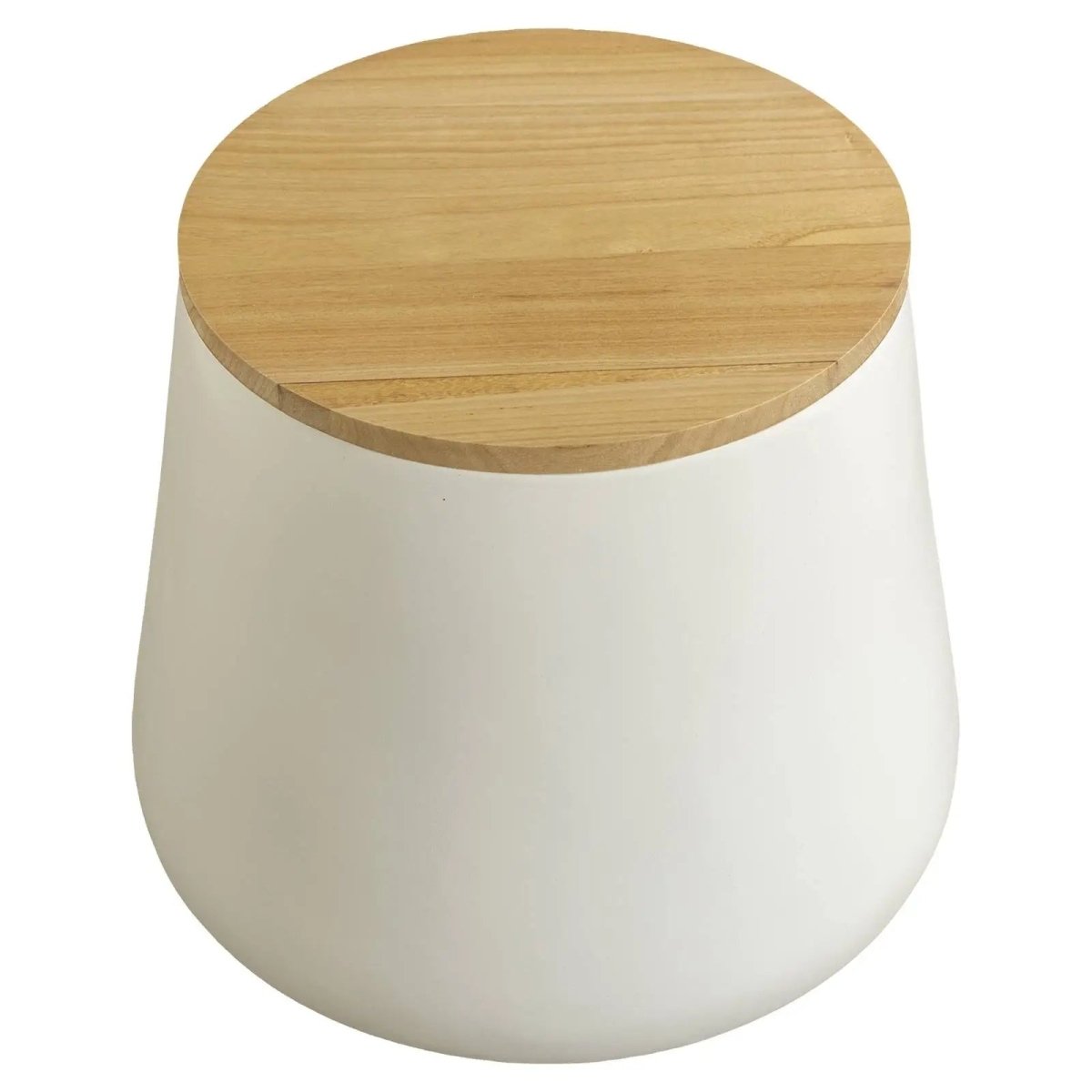 Orunel Modern Round Fiberstone Side Table with Hidden Storage – Indoor Outdoor Accent Table