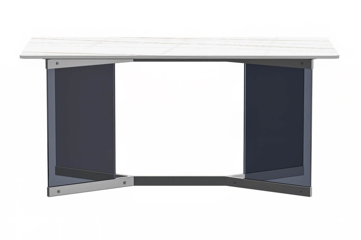 Oryn Modern Rectangular Dining Table with Glass/Sintered Stone Tabletop