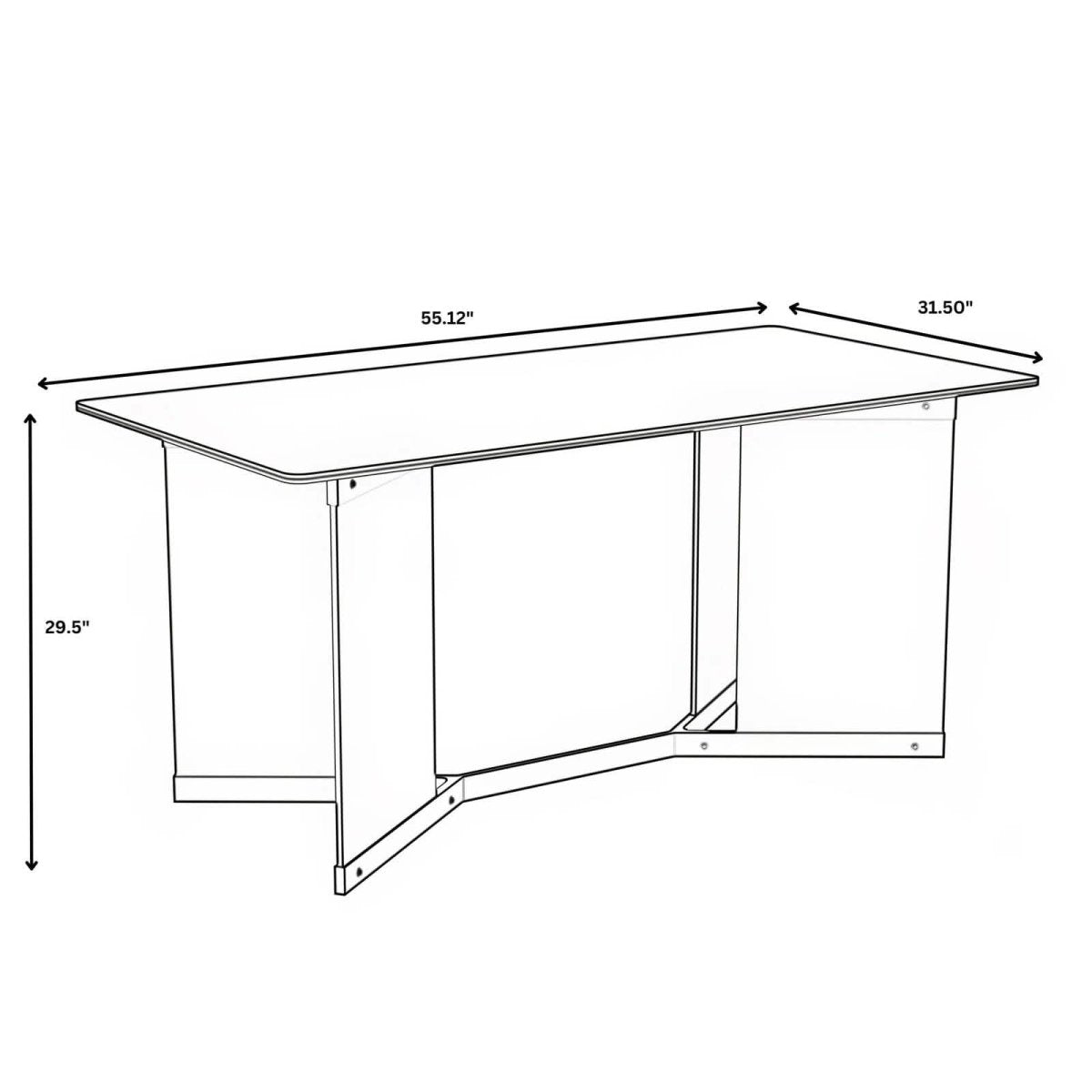 Oryn Modern Rectangular Dining Table with Glass/Sintered Stone Tabletop