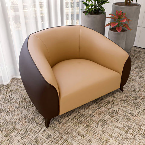 Opula Single-Seater Leather Sofa Accent Armchair with Stainless Steel Legs