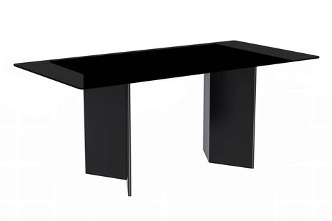 Olyra Dining Table with Rectangular Glass/Sintered Stone Tabletop and Stainless Steel Base