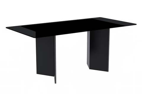 Olyra Dining Table with Rectangular Glass/Sintered Stone Tabletop and Stainless Steel Base