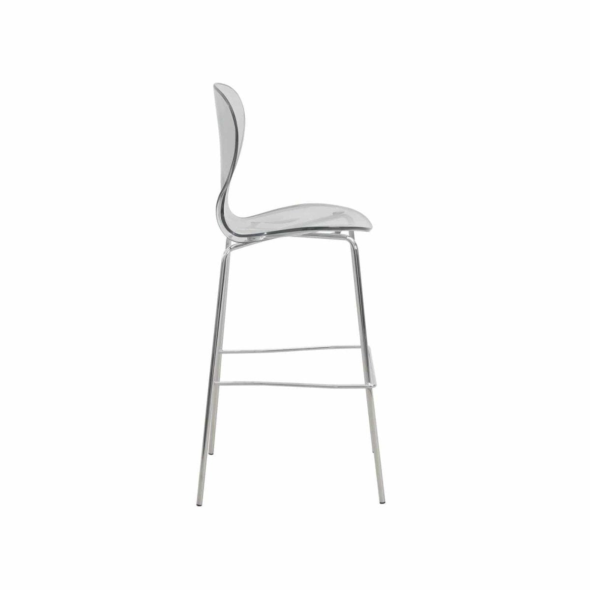 Oyster Mid - Century Modern Acrylic Barstool with Steel Frame in Chrome