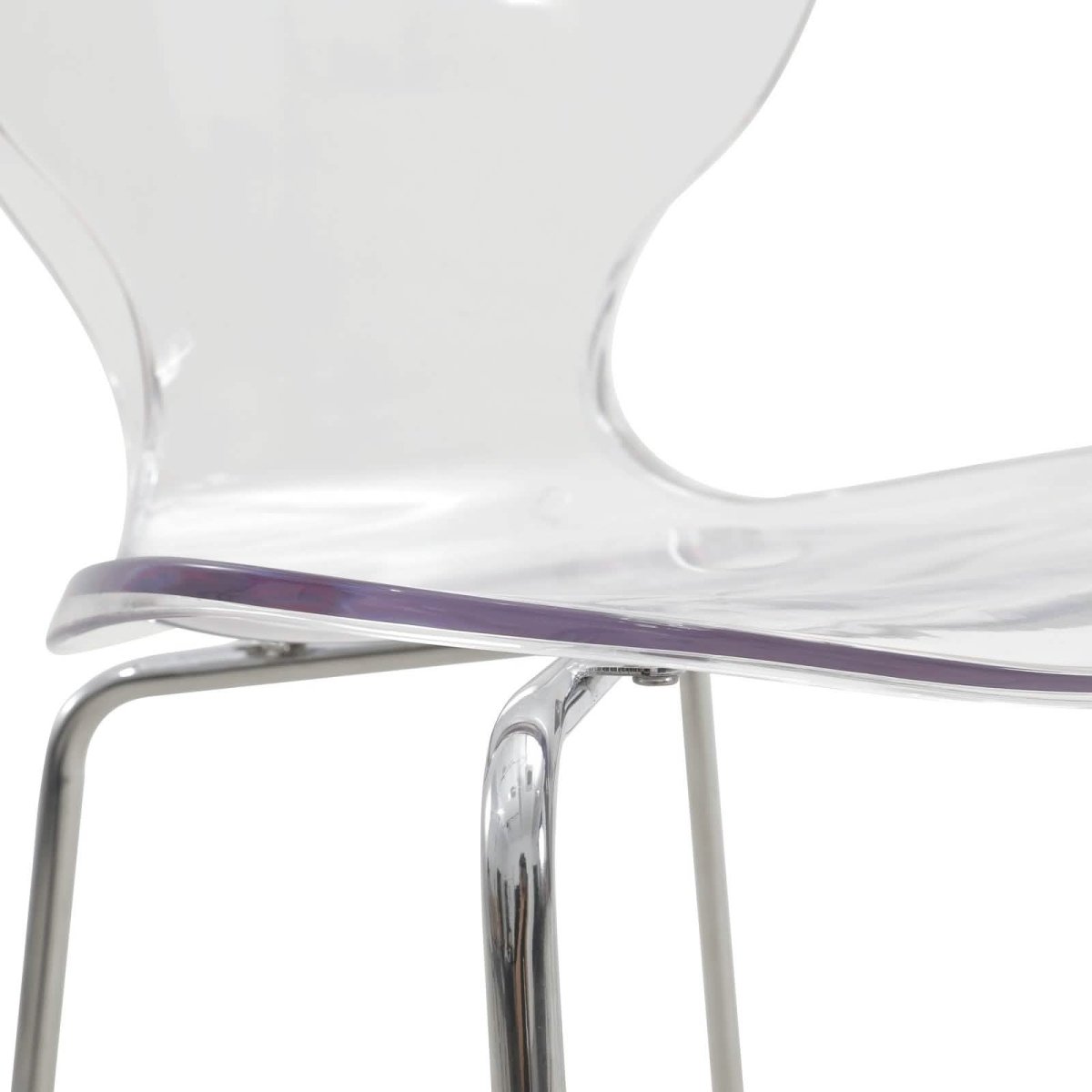 Oyster Mid - Century Modern Acrylic Barstool with Steel Frame in Chrome