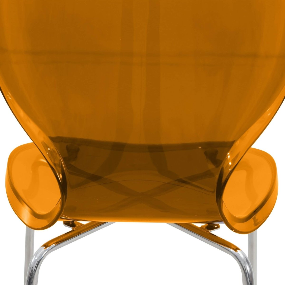 Oyster Mid - Century Modern Acrylic Barstool with Steel Frame in Chrome