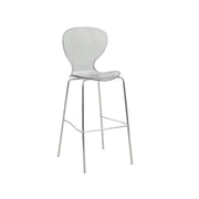 Oyster Mid - Century Modern Acrylic Barstool with Steel Frame in Chrome