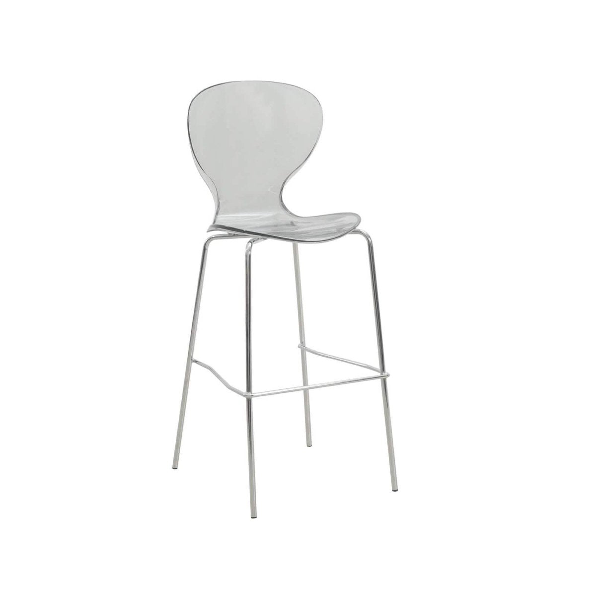 Oyster Mid - Century Modern Acrylic Barstool with Steel Frame in Chrome