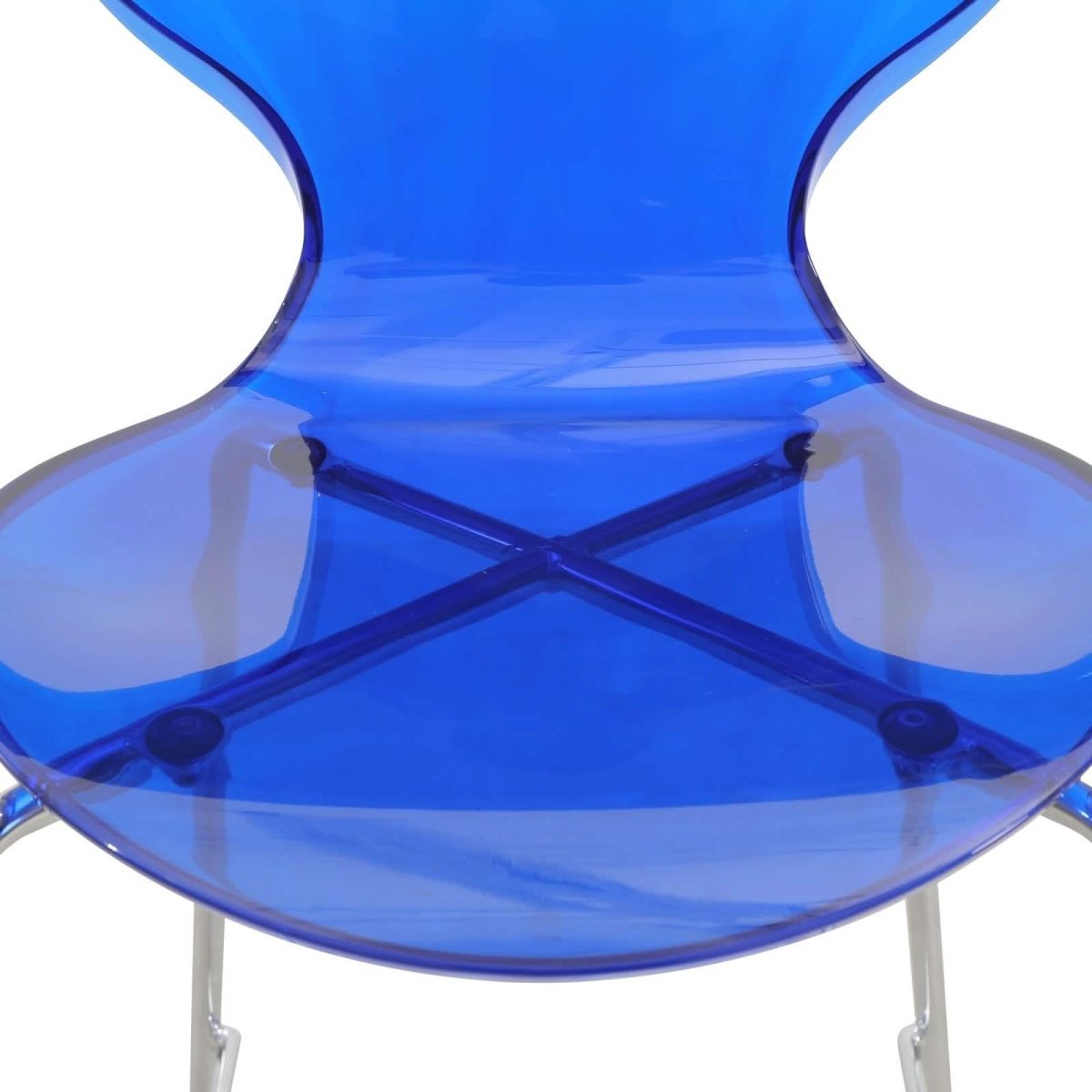Oyster Mid - Century Modern Acrylic Barstool with Steel Frame in Chrome