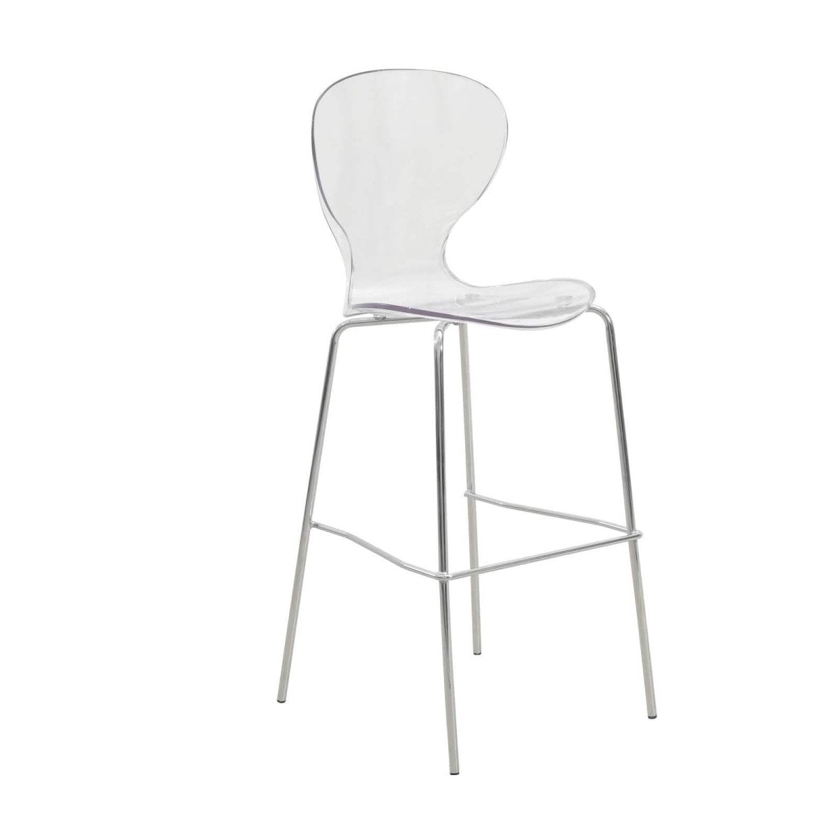 Oyster Mid - Century Modern Acrylic Barstool with Steel Frame in Chrome