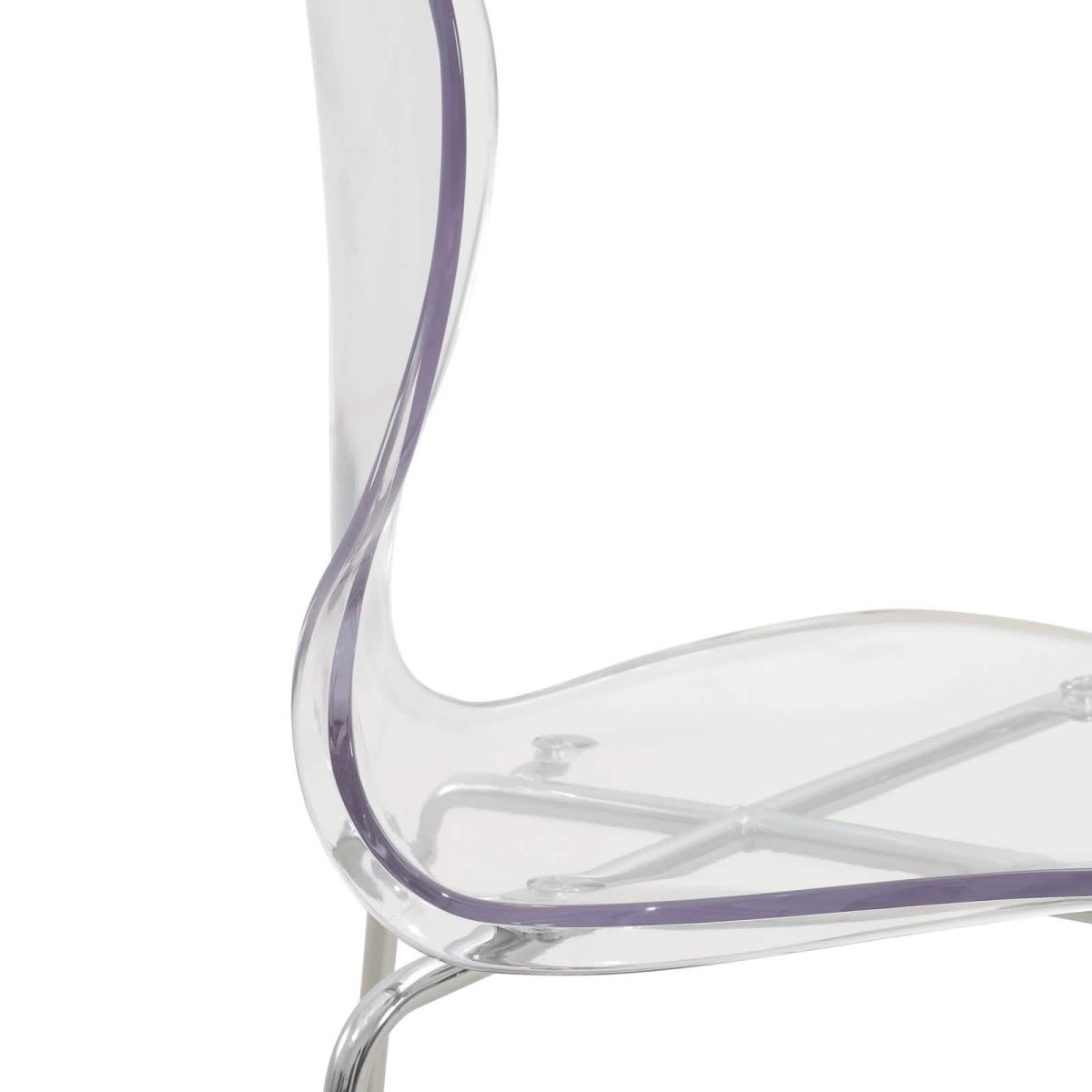 Oyster Mid - Century Modern Acrylic Barstool with Steel Frame in Chrome