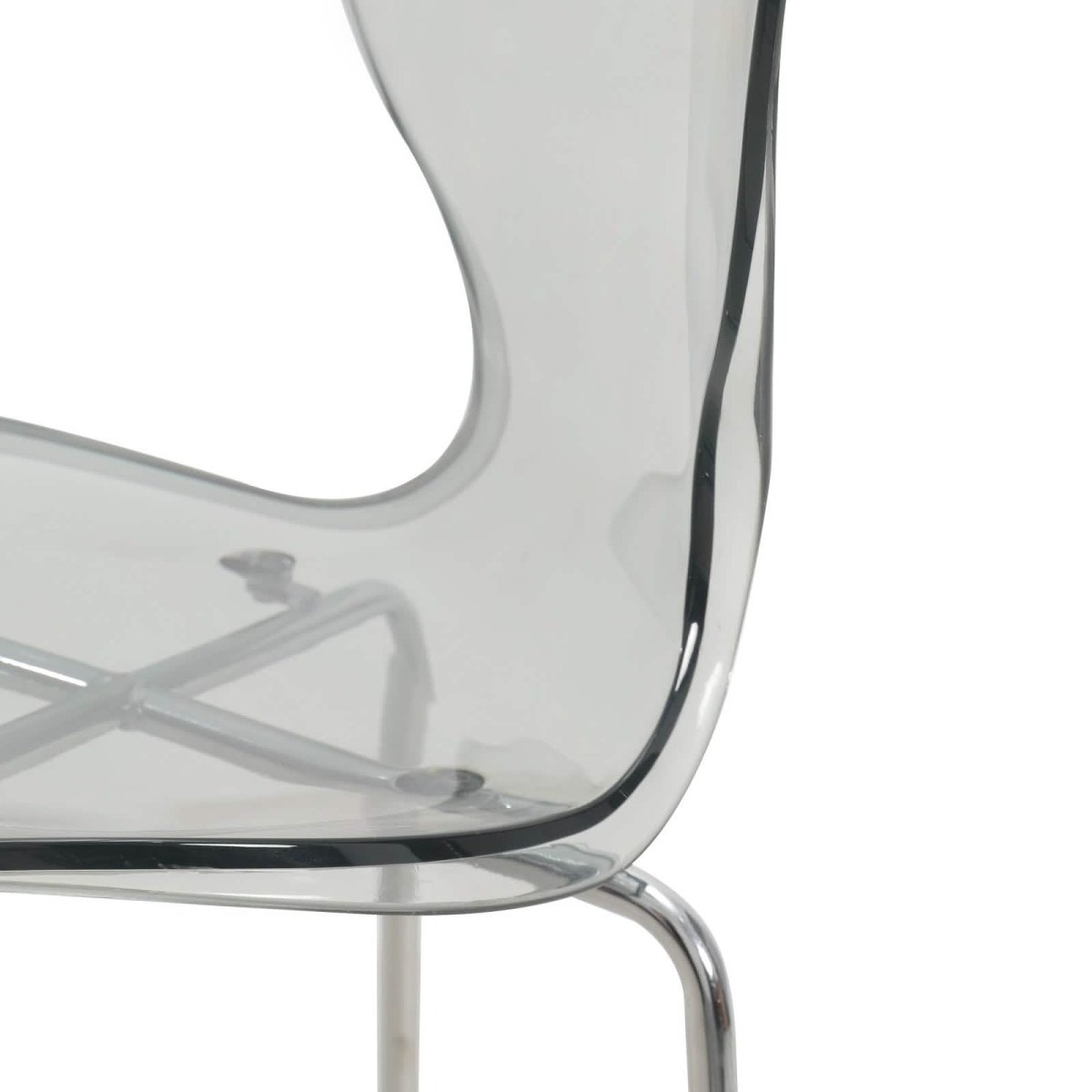 Oyster Mid - Century Modern Acrylic Barstool with Steel Frame in Chrome