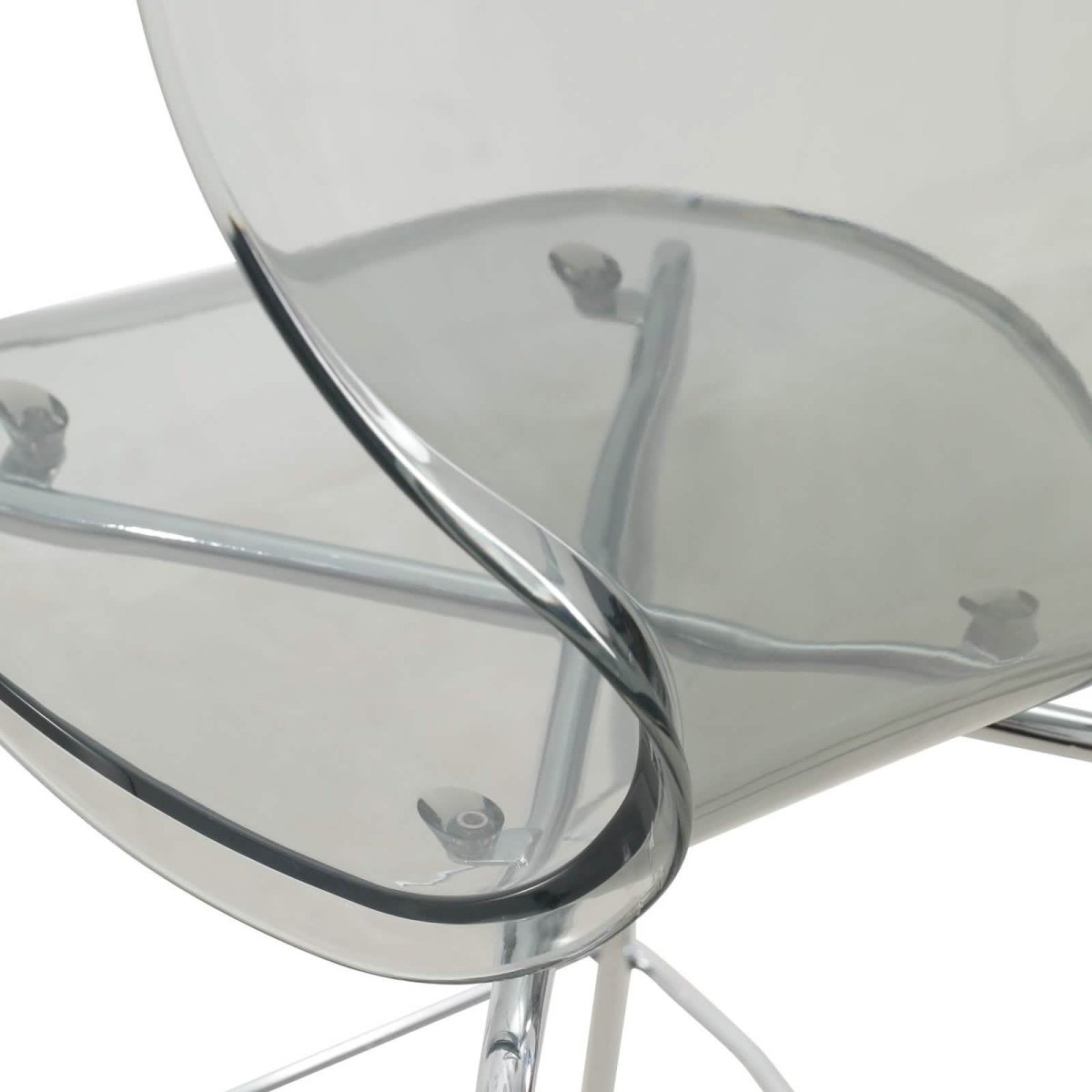 Oyster Mid - Century Modern Acrylic Barstool with Steel Frame in Chrome