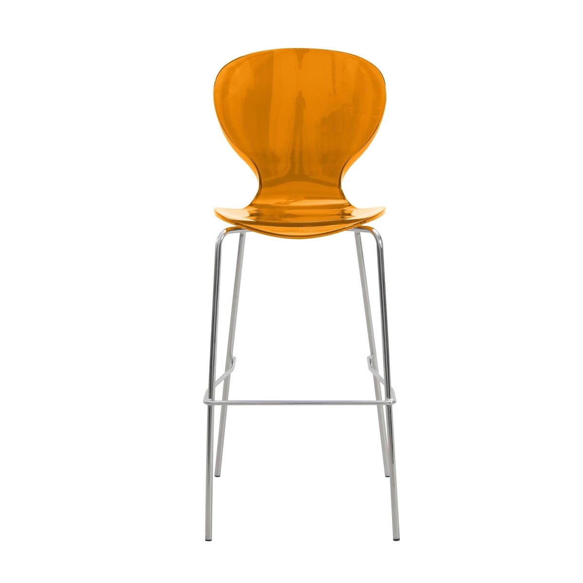 Oyster Mid - Century Modern Acrylic Barstool with Steel Frame in Chrome