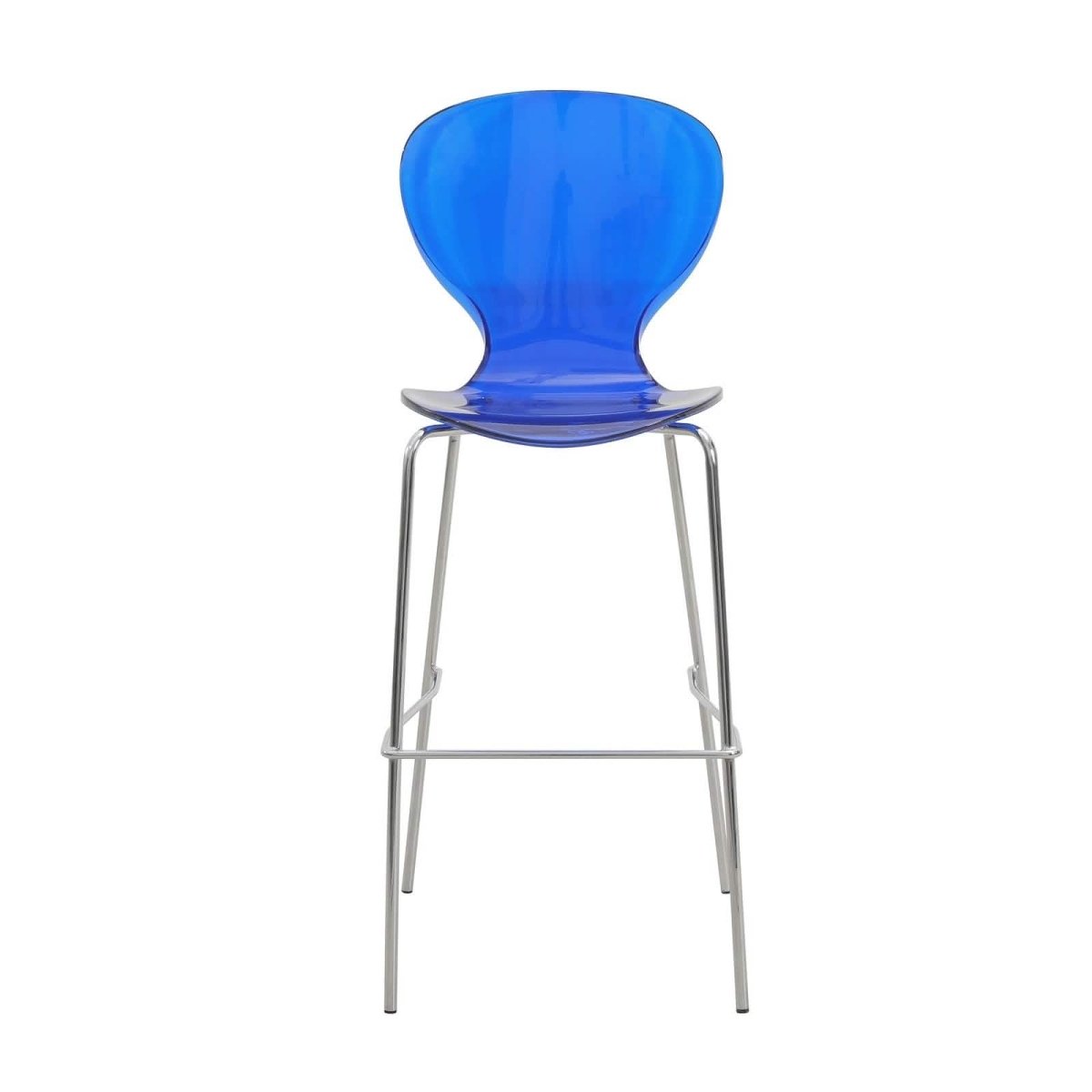 Oyster Mid - Century Modern Acrylic Barstool with Steel Frame in Chrome