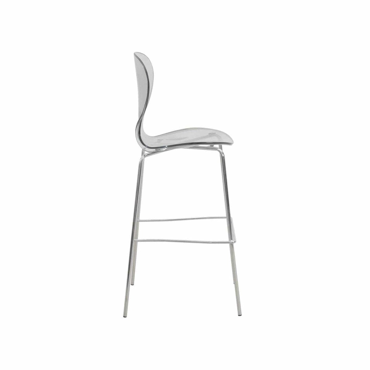 Oyster Mid - Century Modern Acrylic Barstool with Steel Frame in Chrome