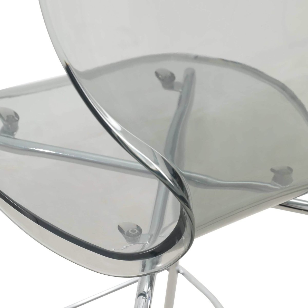 Oyster Mid - Century Modern Acrylic Barstool with Steel Frame in Chrome