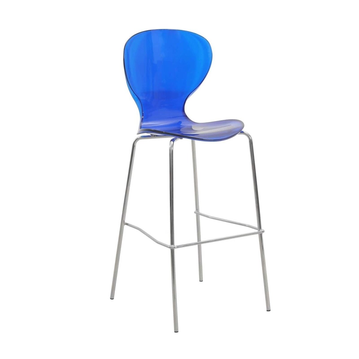 Oyster Mid - Century Modern Acrylic Barstool with Steel Frame in Chrome
