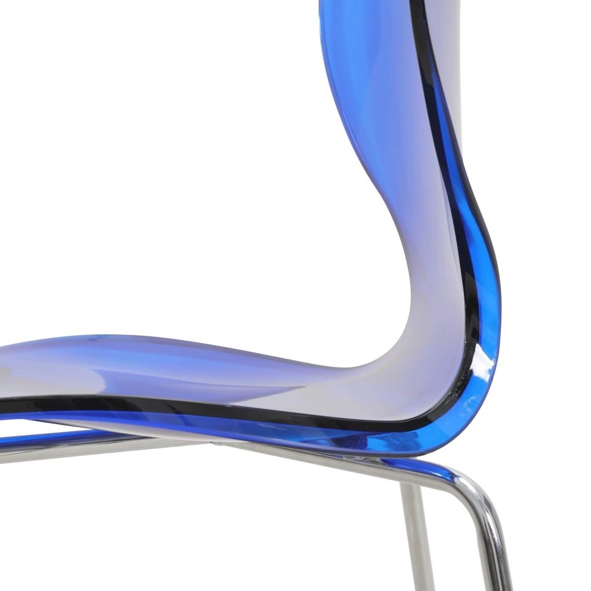 Oyster Mid - Century Modern Acrylic Barstool with Steel Frame in Chrome