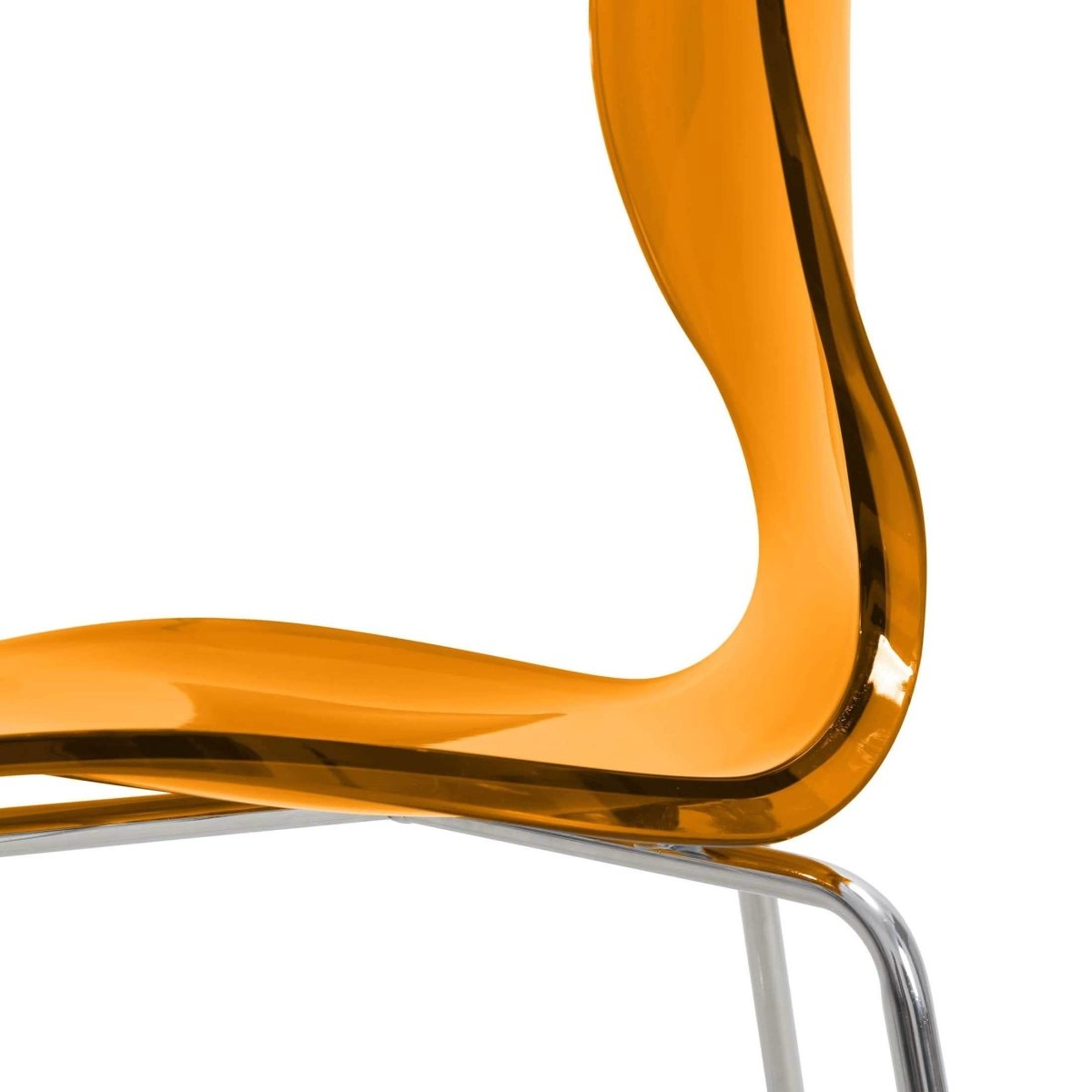 Oyster Mid - Century Modern Acrylic Barstool with Steel Frame in Chrome