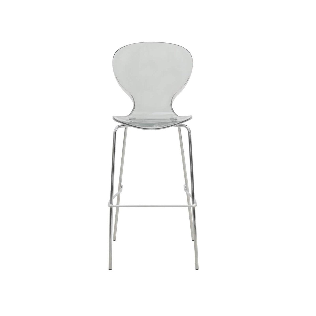 Oyster Mid - Century Modern Acrylic Barstool with Steel Frame in Chrome