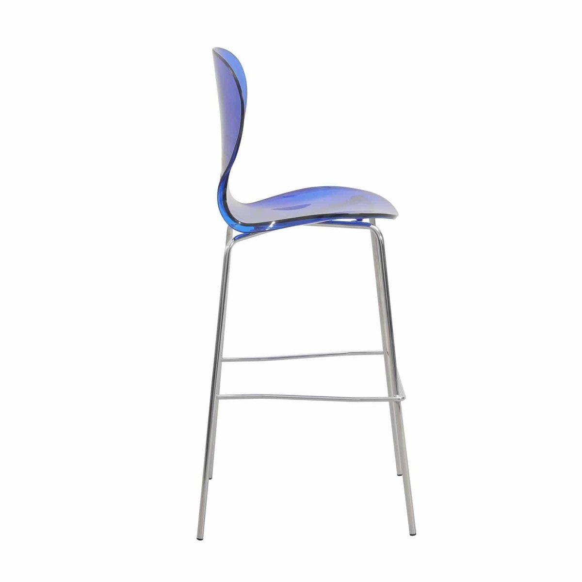 Oyster Mid - Century Modern Acrylic Barstool with Steel Frame in Chrome