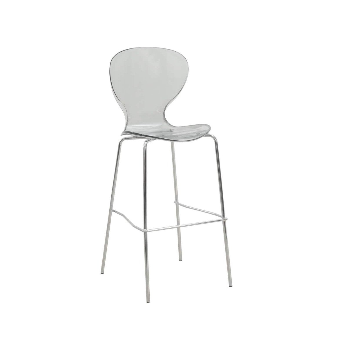 Oyster Mid - Century Modern Acrylic Barstool with Steel Frame in Chrome