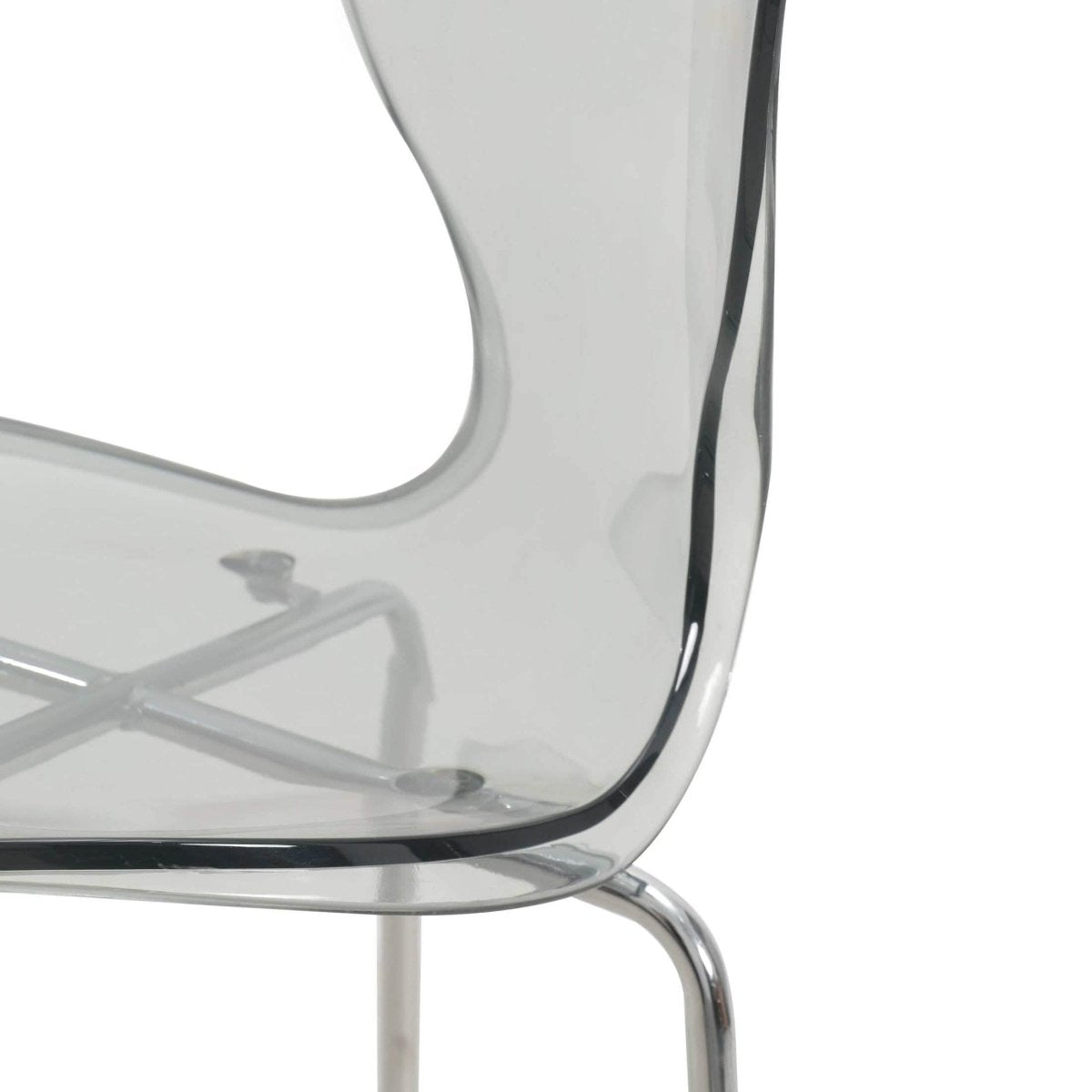 Oyster Mid - Century Modern Acrylic Barstool with Steel Frame in Chrome