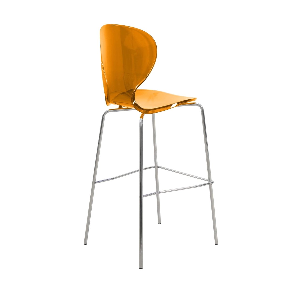 Oyster Mid - Century Modern Acrylic Barstool with Steel Frame in Chrome