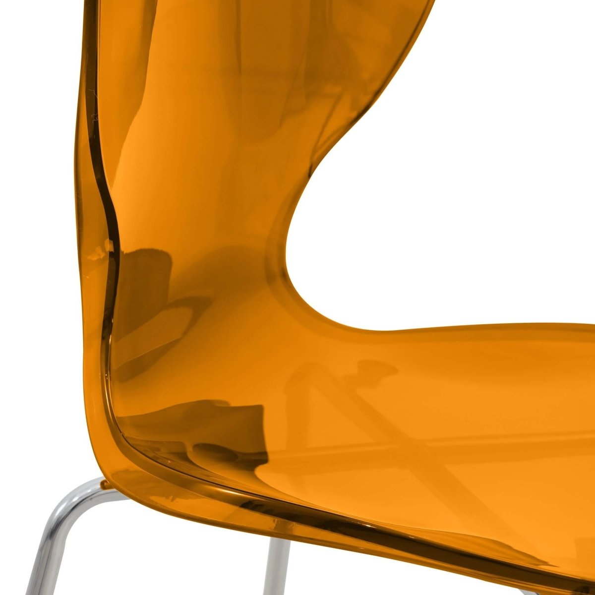 Oyster Mid - Century Modern Acrylic Barstool with Steel Frame in Chrome