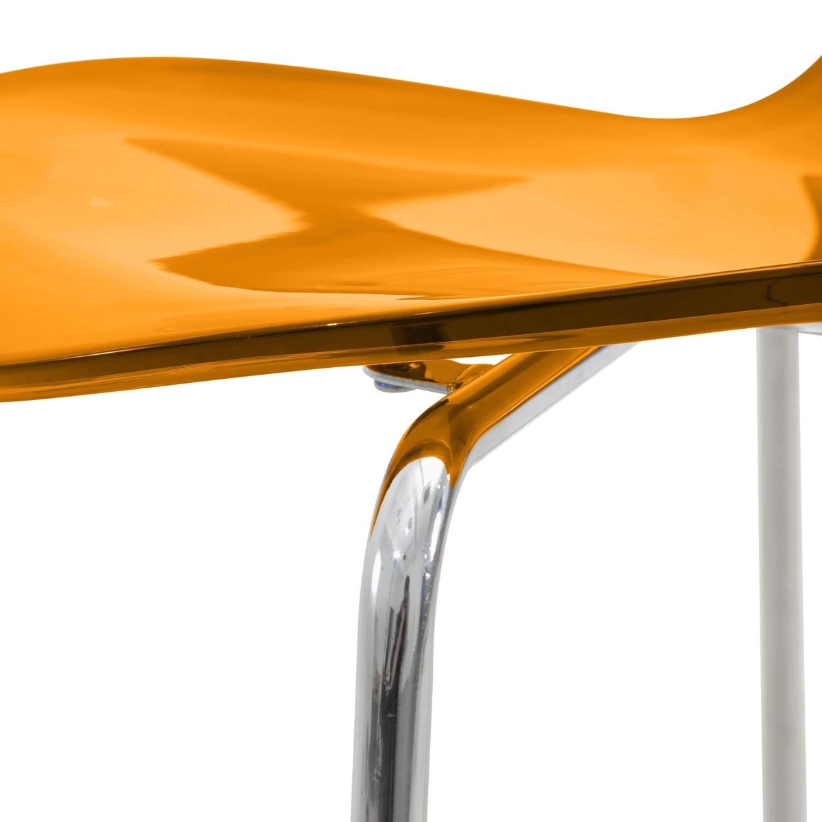 Oyster Mid - Century Modern Acrylic Barstool with Steel Frame in Chrome