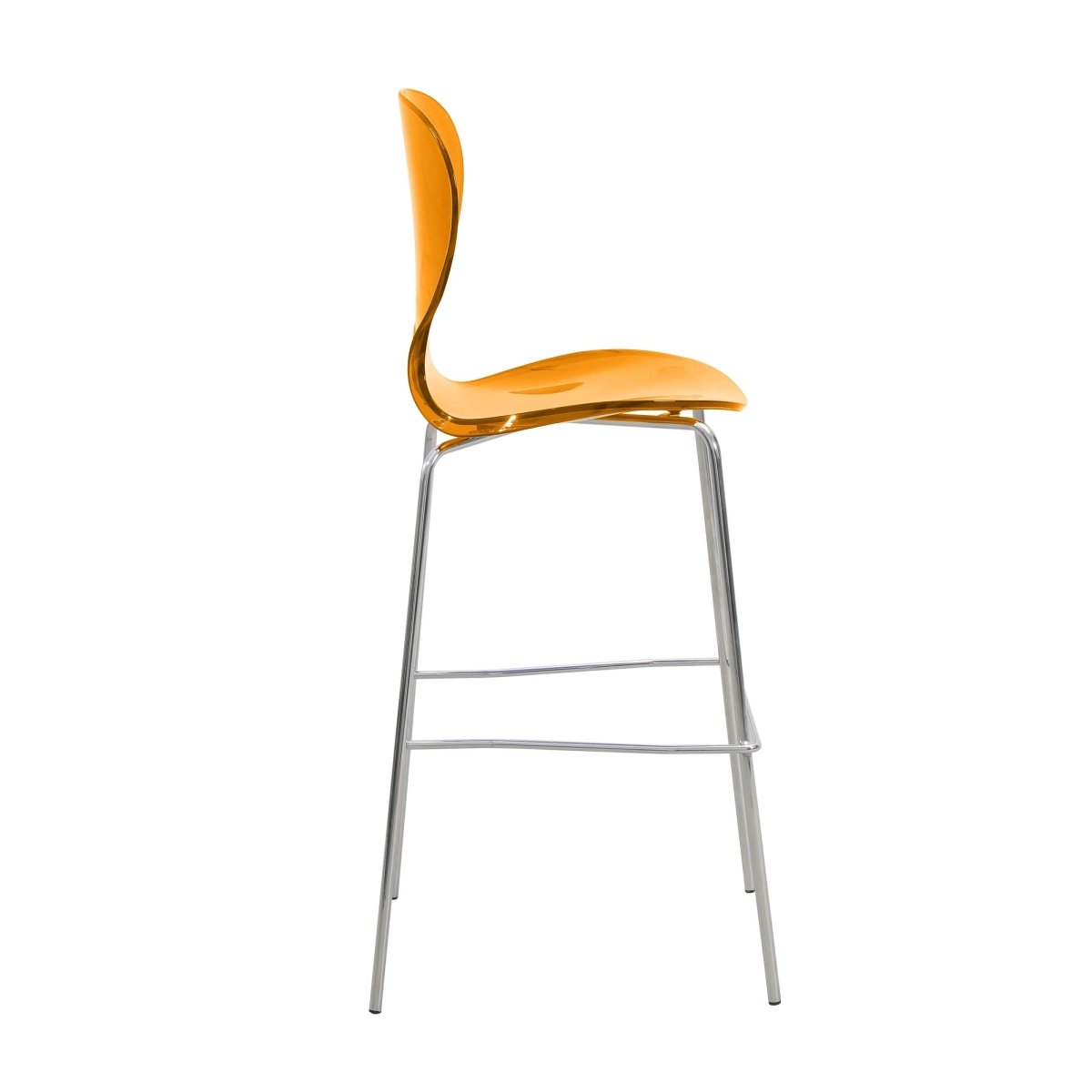 Oyster Mid - Century Modern Acrylic Barstool with Steel Frame in Chrome