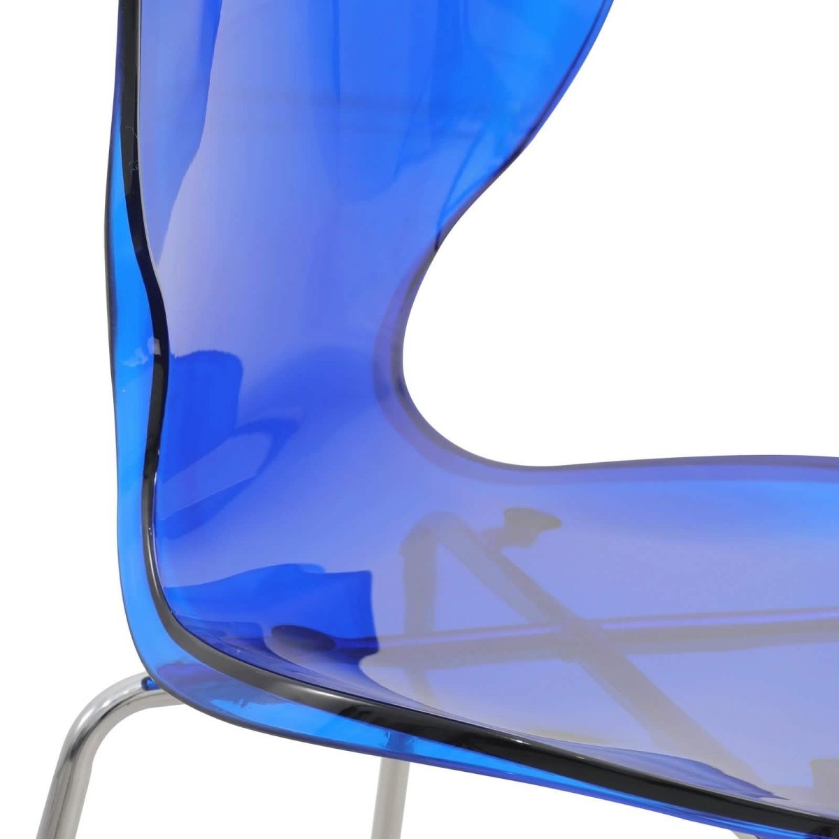 Oyster Mid - Century Modern Acrylic Barstool with Steel Frame in Chrome