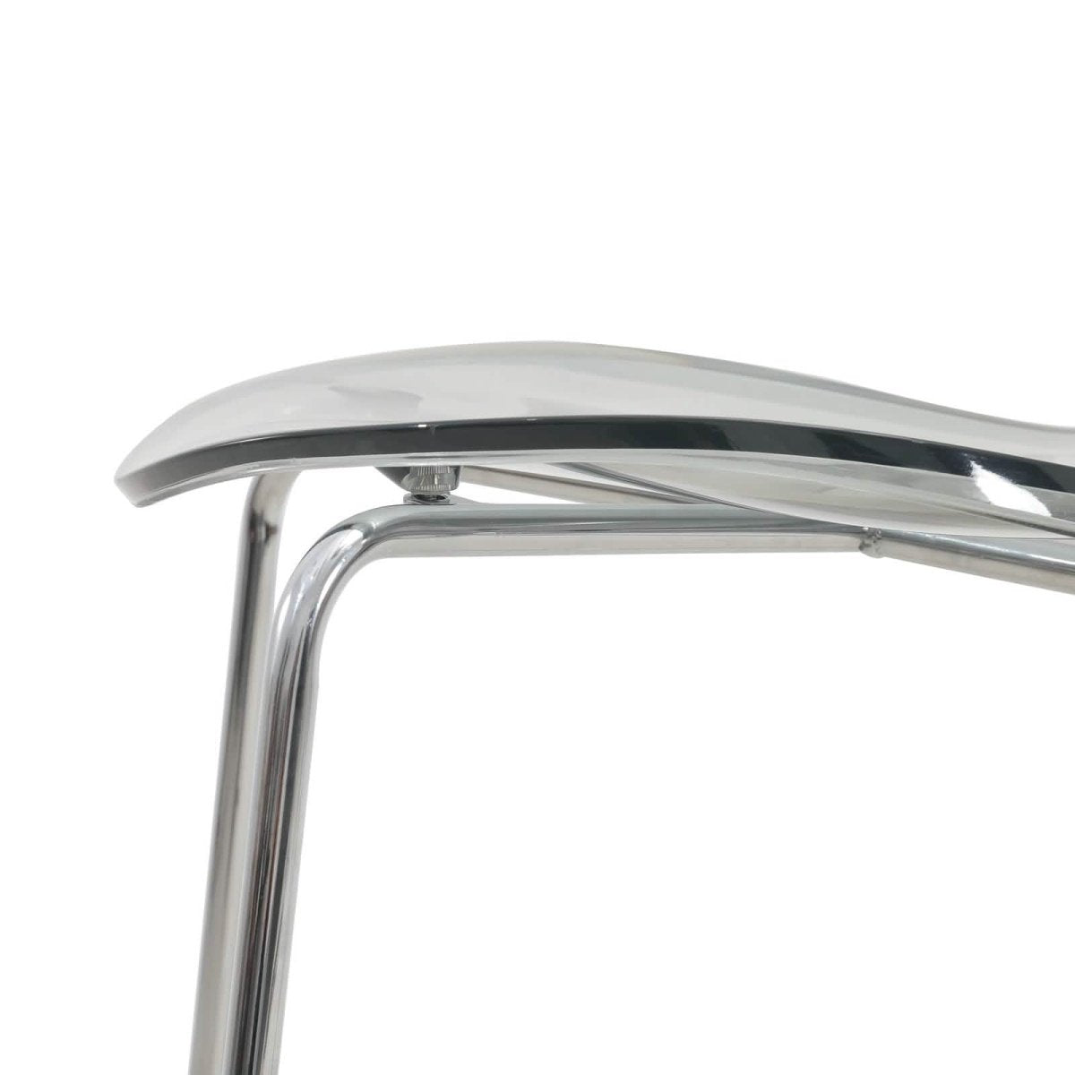 Oyster Mid - Century Modern Acrylic Barstool with Steel Frame in Chrome