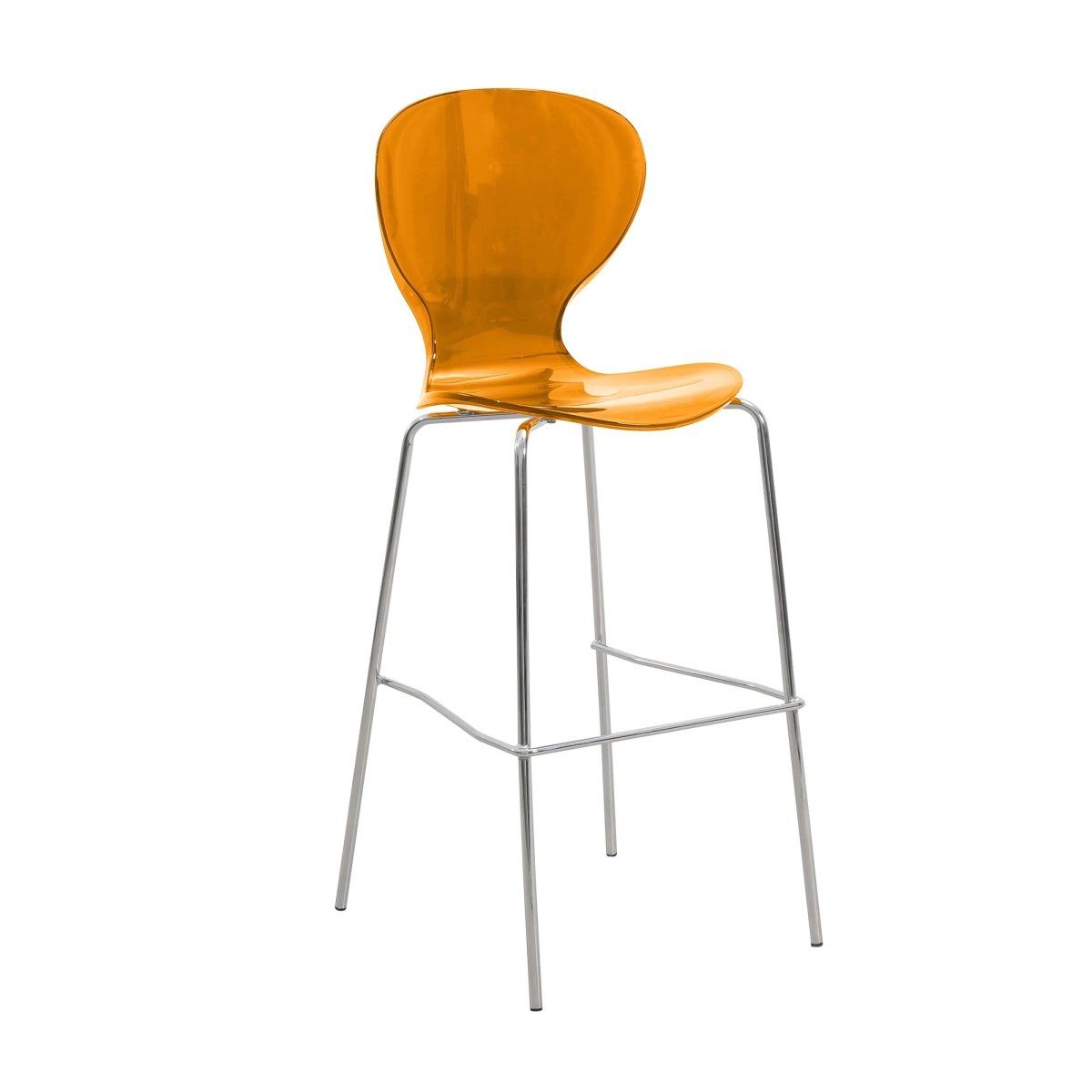 Oyster Mid - Century Modern Acrylic Barstool with Steel Frame in Chrome