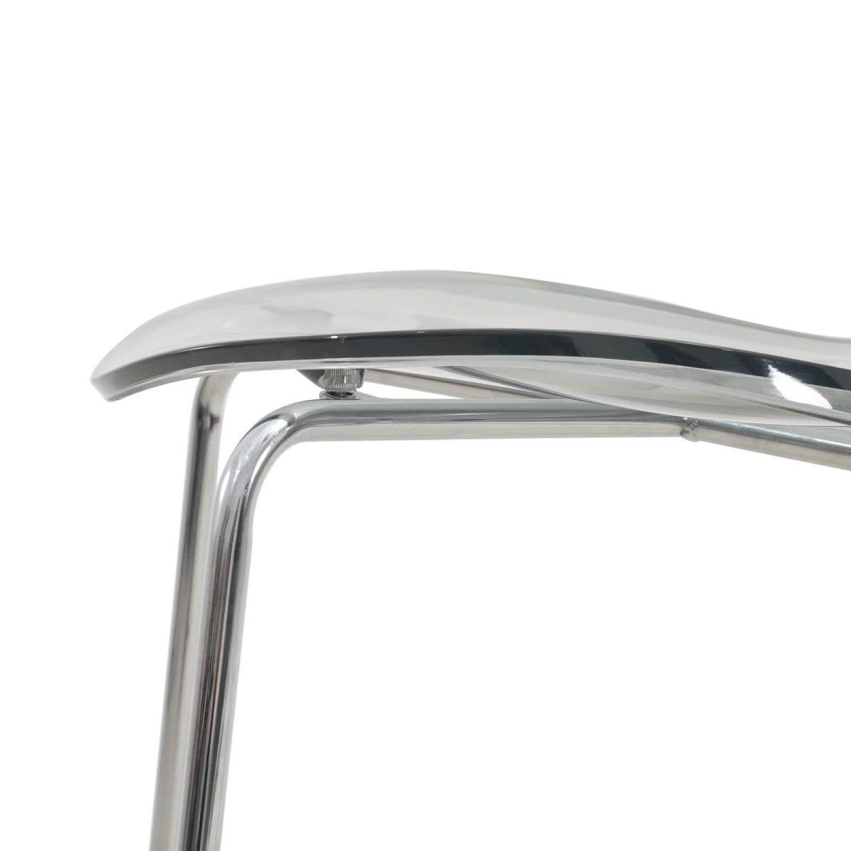 Oyster Mid - Century Modern Acrylic Barstool with Steel Frame in Chrome