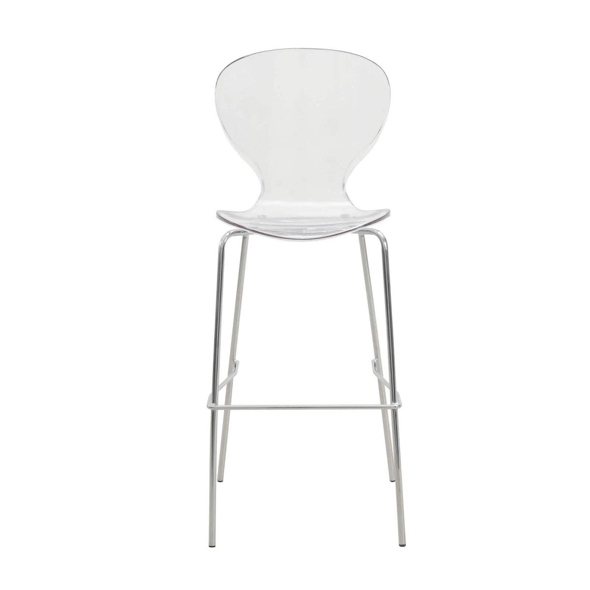 Oyster Mid - Century Modern Acrylic Barstool with Steel Frame in Chrome