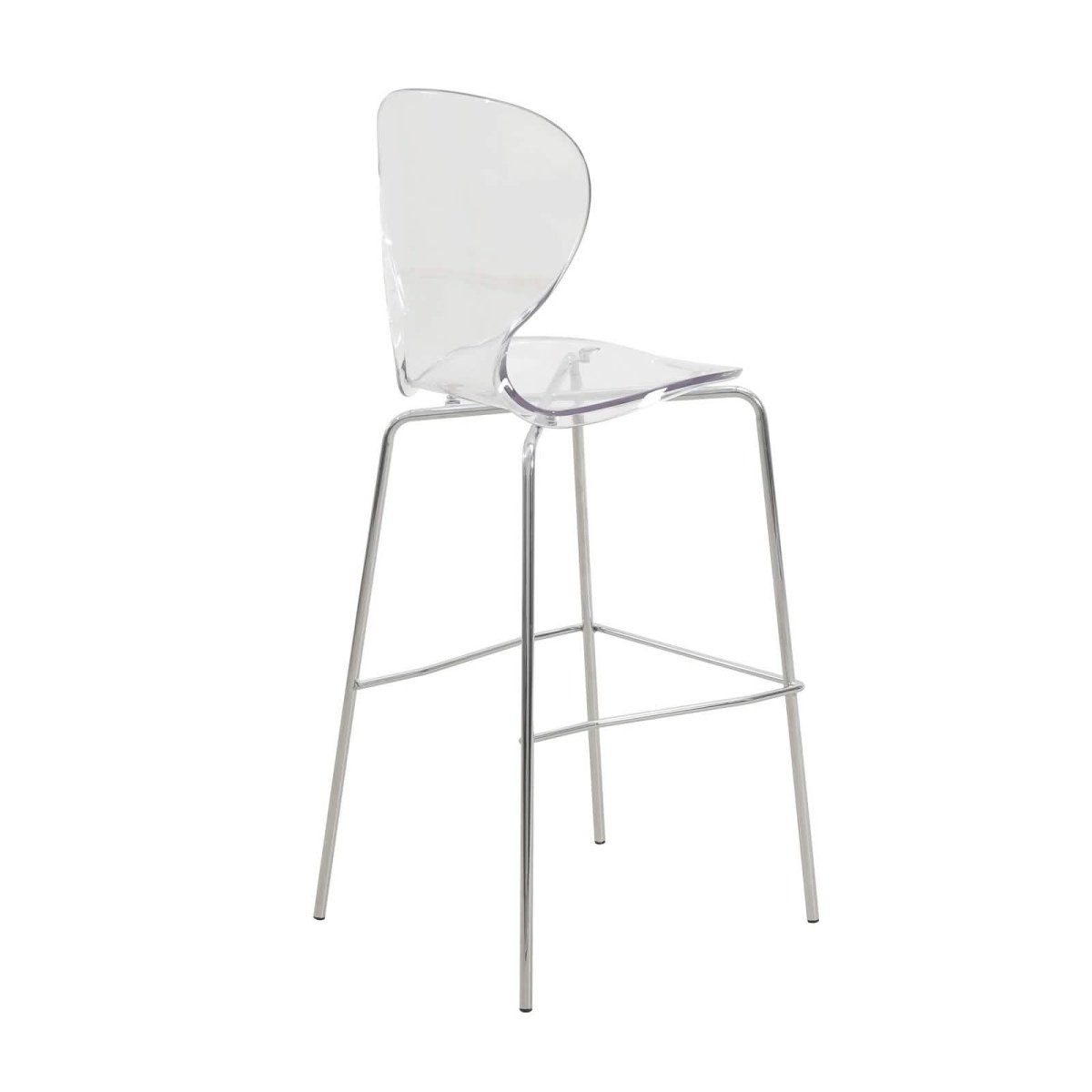 Oyster Mid - Century Modern Acrylic Barstool with Steel Frame in Chrome
