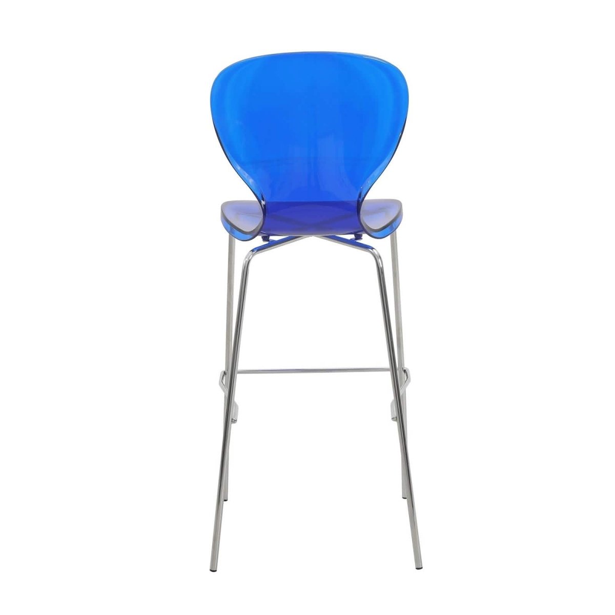 Oyster Mid - Century Modern Acrylic Barstool with Steel Frame in Chrome