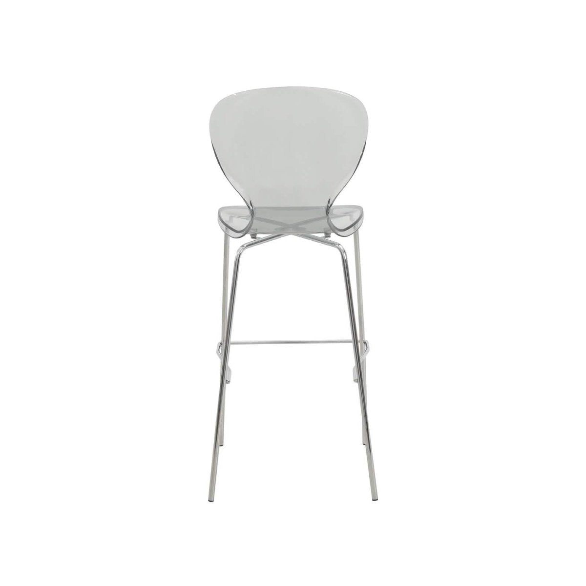 Oyster Mid - Century Modern Acrylic Barstool with Steel Frame in Chrome