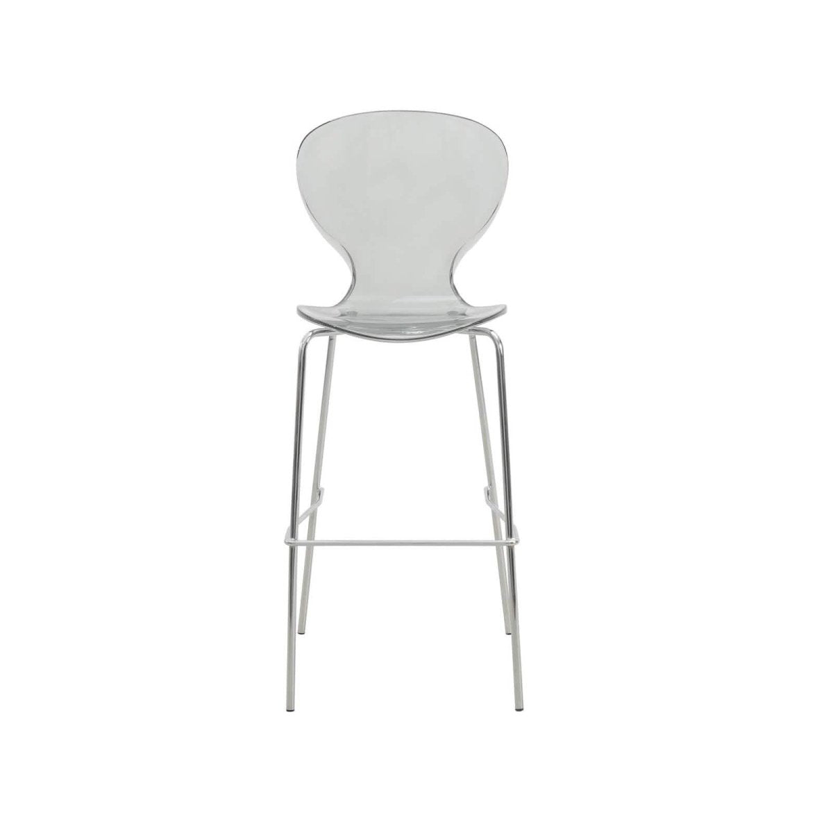 Oyster Mid - Century Modern Acrylic Barstool with Steel Frame in Chrome