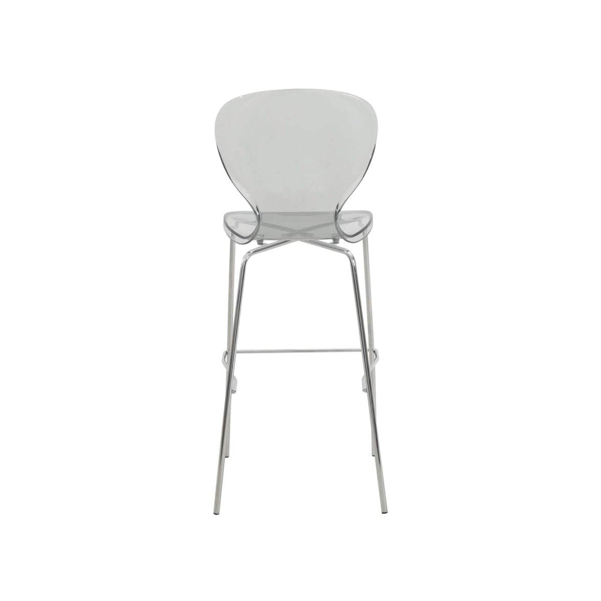Oyster Mid - Century Modern Acrylic Barstool with Steel Frame in Chrome