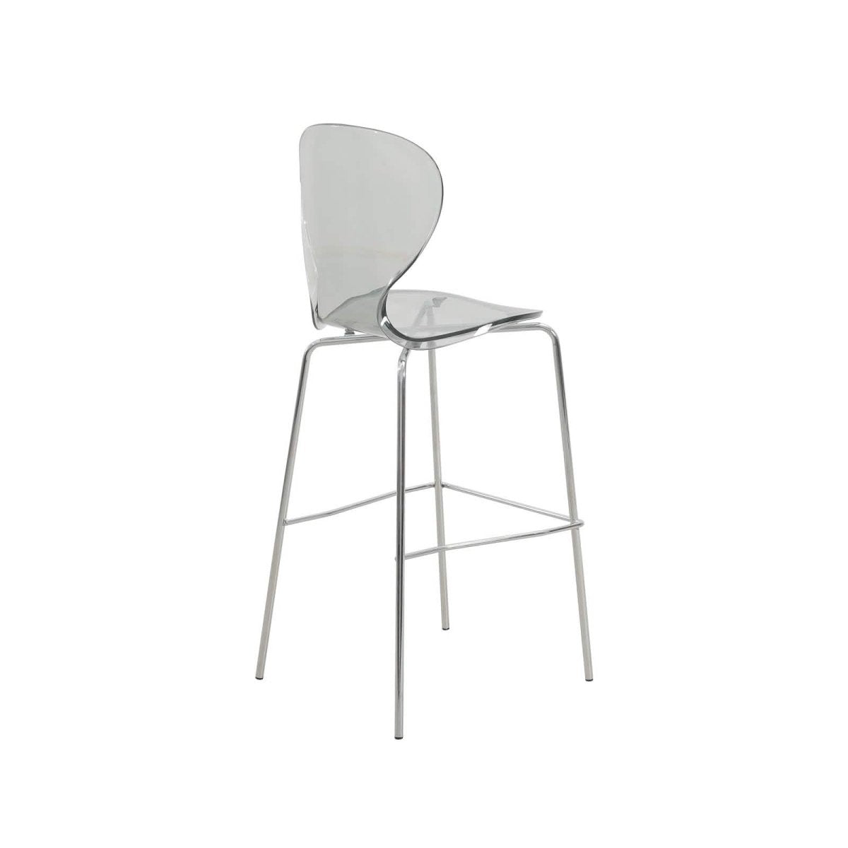 Oyster Mid - Century Modern Acrylic Barstool with Steel Frame in Chrome