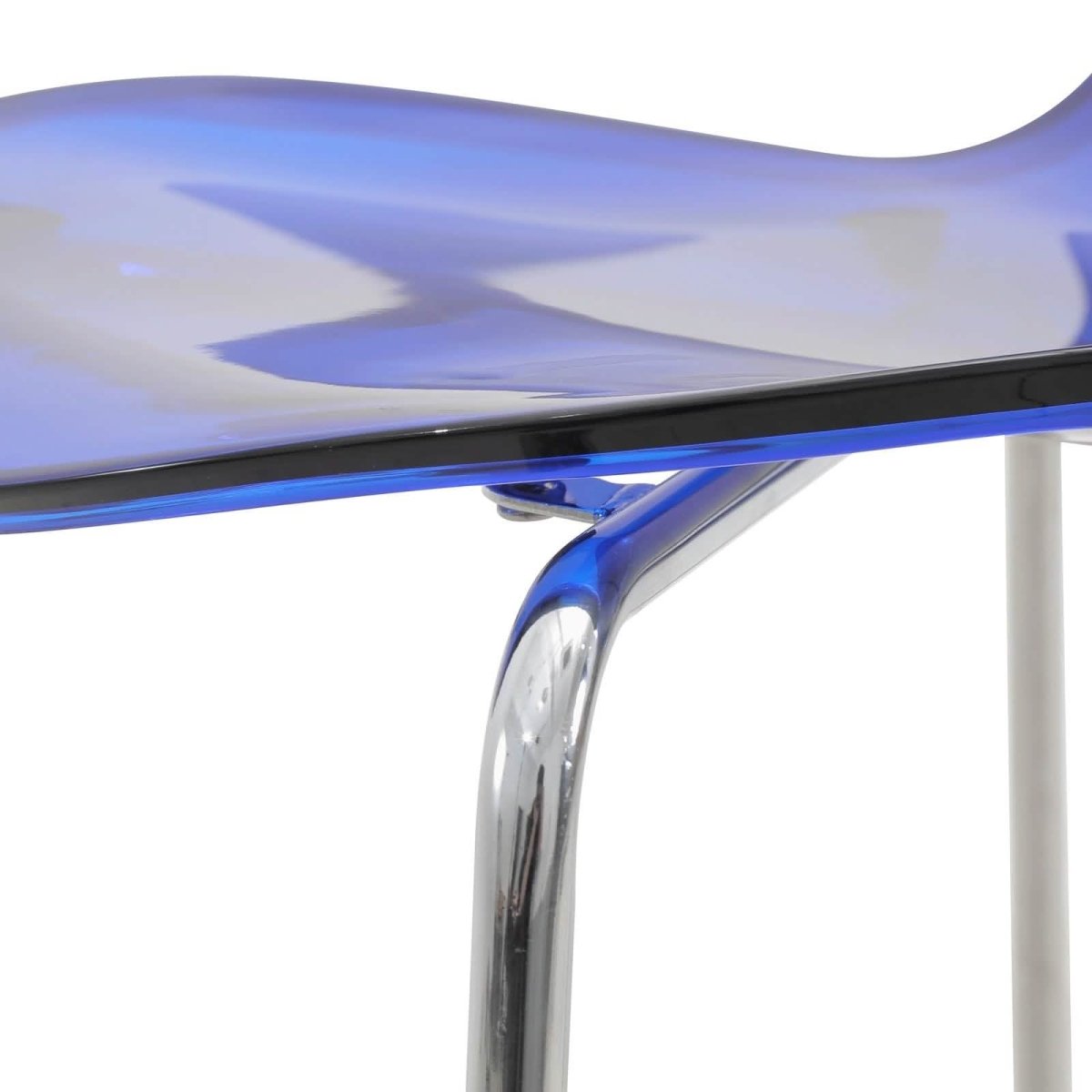 Oyster Mid - Century Modern Acrylic Barstool with Steel Frame in Chrome