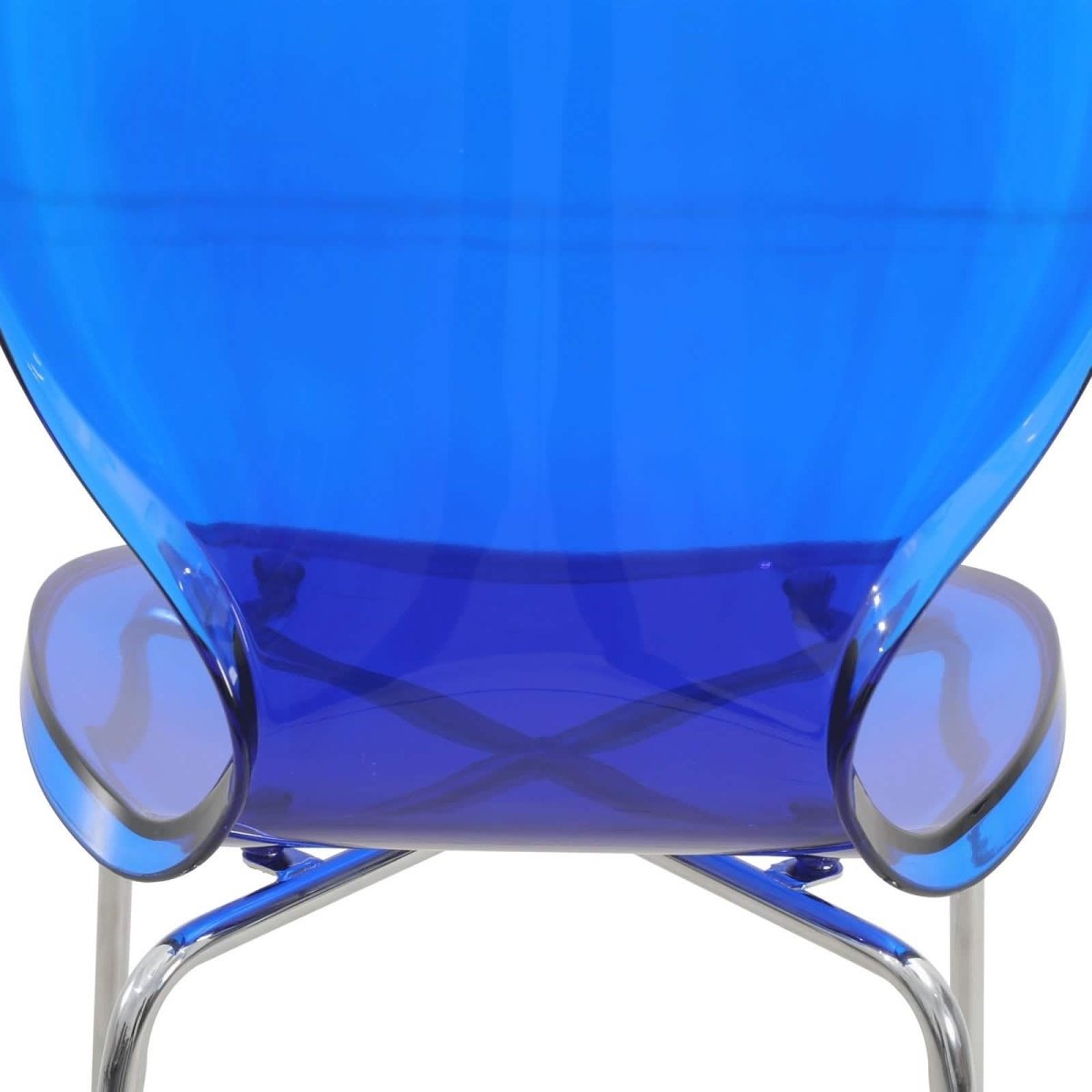 Oyster Mid - Century Modern Acrylic Barstool with Steel Frame in Chrome