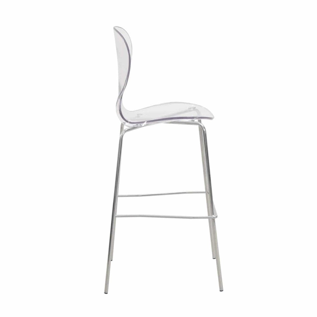 Oyster Mid - Century Modern Acrylic Barstool with Steel Frame in Chrome
