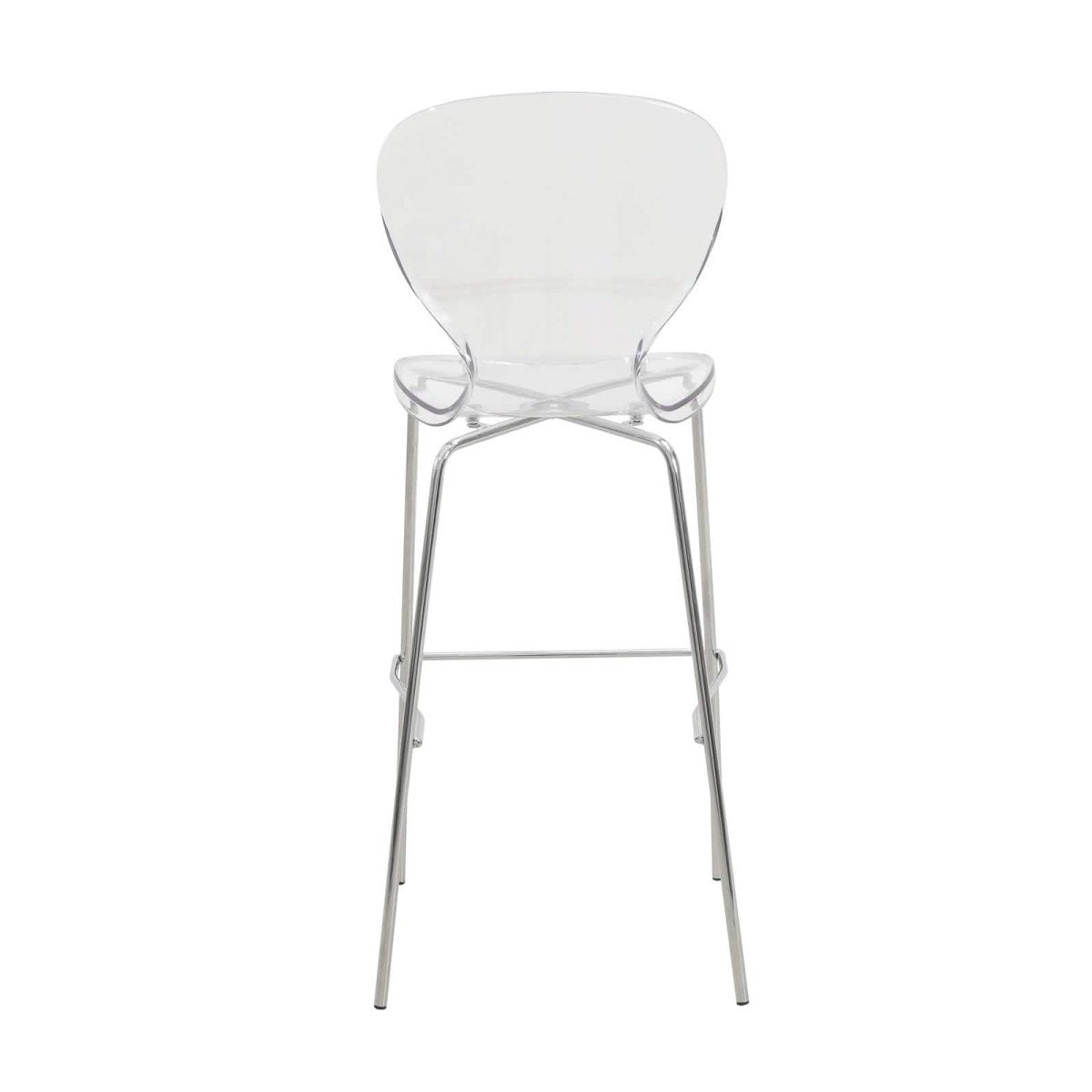 Oyster Mid - Century Modern Acrylic Barstool with Steel Frame in Chrome