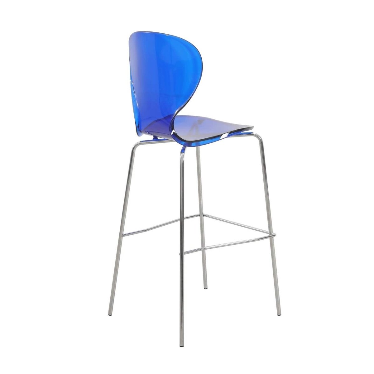 Oyster Mid - Century Modern Acrylic Barstool with Steel Frame in Chrome