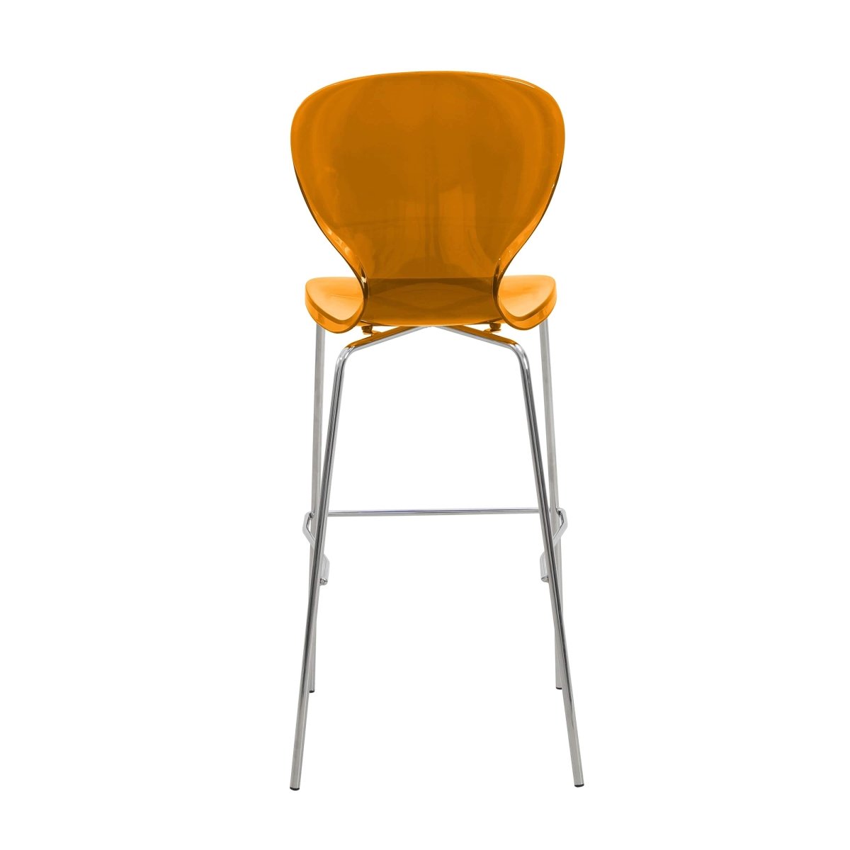 Oyster Mid - Century Modern Acrylic Barstool with Steel Frame in Chrome